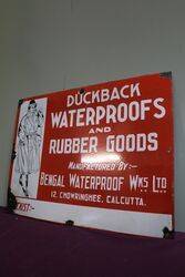 Bengal Waterproof WKS Ltd Duckback Enamel Advertising Sign  