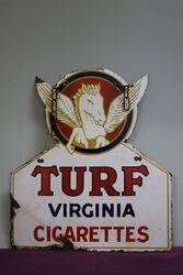 Turf Virginia Cigarettes Double Sided Enamel Advertising Sign 