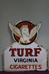 Turf Virginia Cigarettes Double Sided Enamel Advertising Sign 