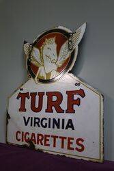 Turf Virginia Cigarettes Double Sided Enamel Advertising Sign 
