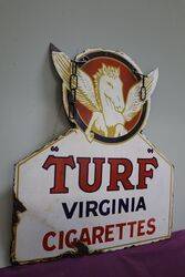 Turf Virginia Cigarettes Double Sided Enamel Advertising Sign 