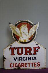 Turf Virginia Cigarettes Double Sided Enamel Advertising Sign 