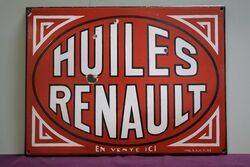 Vintage Huiles Renault Enamel Advertising Sign #