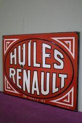 Huiles Renault Enamel Advertising Sign 