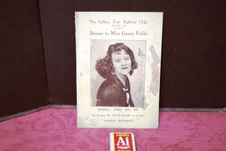 1931 Gallery First Nighters Club Signed Menu  Gracie Fields   