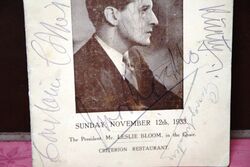 1931 Gallery First Nighters Club Signed Menu  Ivor Novello  