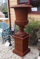 Large Cast Iron Romano Urn + Base 