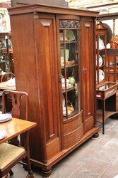 Antique French Bow Front 3 Door Bookcase. #