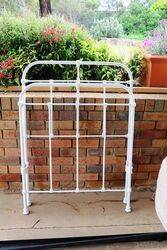 Antique Single Iron Bed with Slats, Rails, and Mattress.#