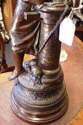 Genuine Antique Bronzed Spelter Female Figure 