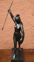 Classic Art Deco Spelter Figure of a Female Warrior