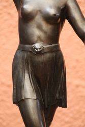 Classic Art Deco Spelter Figure of a Female Warrior