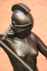 Classic Art Deco Spelter Figure of a Female Warrior