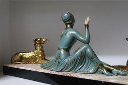 Art Deco Spelter and Ivorine Group  Friends At Rest