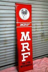 1950+39s MRF Tyres Pictorial Vertical Enamel Strip Sign 