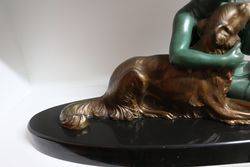 Art Deco Spelter Group On Black Marble Base C1925