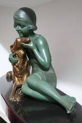 Art Deco Spelter Group On Black Marble Base C1925