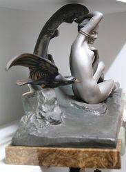 A Wonderful Spelter +amp Marble Group +quotSeasprite+quot By VAN DER VOORDOR