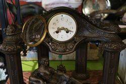 French Spelter and Marble Clock 1910 20