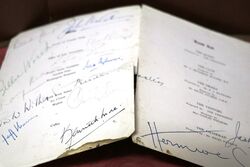 1953 Gallery First Nighters Club Signed Menu Googie Withers 