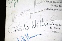 1953 Gallery First Nighters Club Signed Menu Googie Withers 
