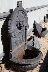 Large Cast Iron Lion Head Wall Fountain