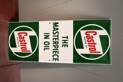 1964 Castrol L The Masterpiece in Oil Tin Advertising Sign 