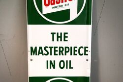 1964 Castrol L The Masterpiece in Oil Tin Advertising Sign 