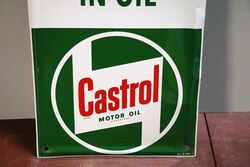 1964 Castrol L The Masterpiece in Oil Tin Advertising Sign 