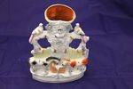 Antique Staffordshire Animal & Bird Group Spill Vase.#