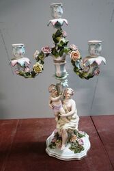 19th Century Antique German Porcelain 3 Branch Candelabra. #
