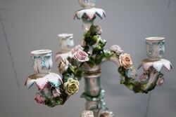 19th Century Antique German Porcelain 3 Branch Candelabra 