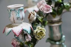 19th Century Antique German Porcelain 3 Branch Candelabra 