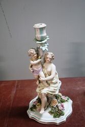19th Century Antique German Porcelain 3 Branch Candelabra 
