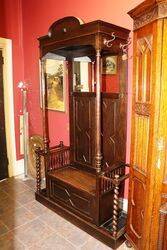 Rare Antique Turn Of the Century Oak Hall Stand 