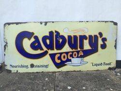 Antique 100 Year Old Cadburys Coco Enamel Sign.