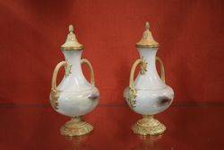 Pair Of Royal Worcester Harry Stinton Vases On Stands C1908