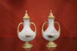 Pair Of Royal Worcester Harry Stinton Vases On Stands C1908