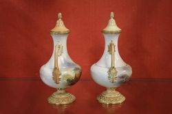 Pair Of Royal Worcester Harry Stinton Vases On Stands C1908