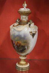 Royal Worcester Lidded Vase with Highland Cattle By JStinton c1924