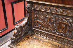 Antique Well Carved Oak Bench with a Lift Up Seat