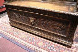 Antique Well Carved Oak Bench with a Lift Up Seat