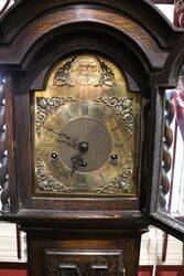 Early C20th Oak Brass Face Grandmother Clock