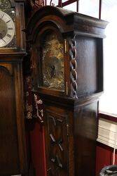 Early C20th Oak Brass Face Grandmother Clock