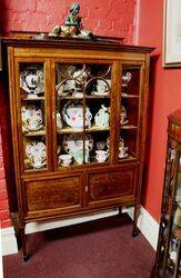 Lovely Quality Late Victorian Inlaid Mahogany Display Cabinet.
