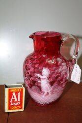Antique Ruby Dimple Glass Mary Gregory Jug. #
