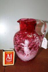 Antique Ruby Dimple Glass Mary Gregory Jug 