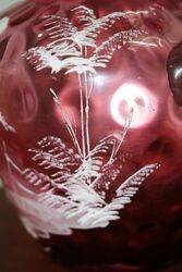 Antique Ruby Dimple Glass Mary Gregory Jug 