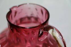 Antique Ruby Dimple Glass Mary Gregory Jug 