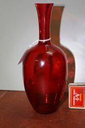 Antique Ruby Glass Mary Gregory Bottle Vase 